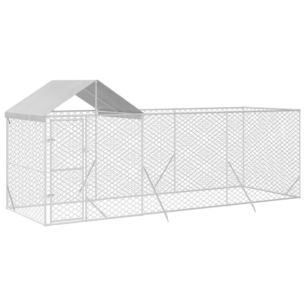 vidaXL Perrera de exterior con techo acero galvanizado plata 6x2x2,5 m, , large Imagen numero 6